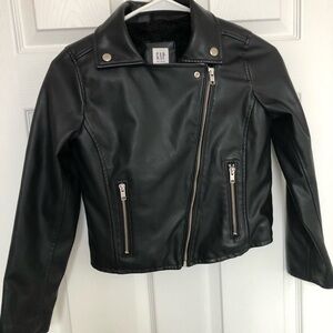 GAP Kids Black Biker Moto Kids Jean Jacket